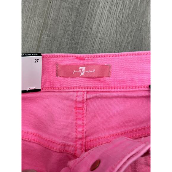 7 For All Mankind Womens 27 Pink High Waist Slim Kick Jeans Barbiecore NWT - Picture 7 of 10